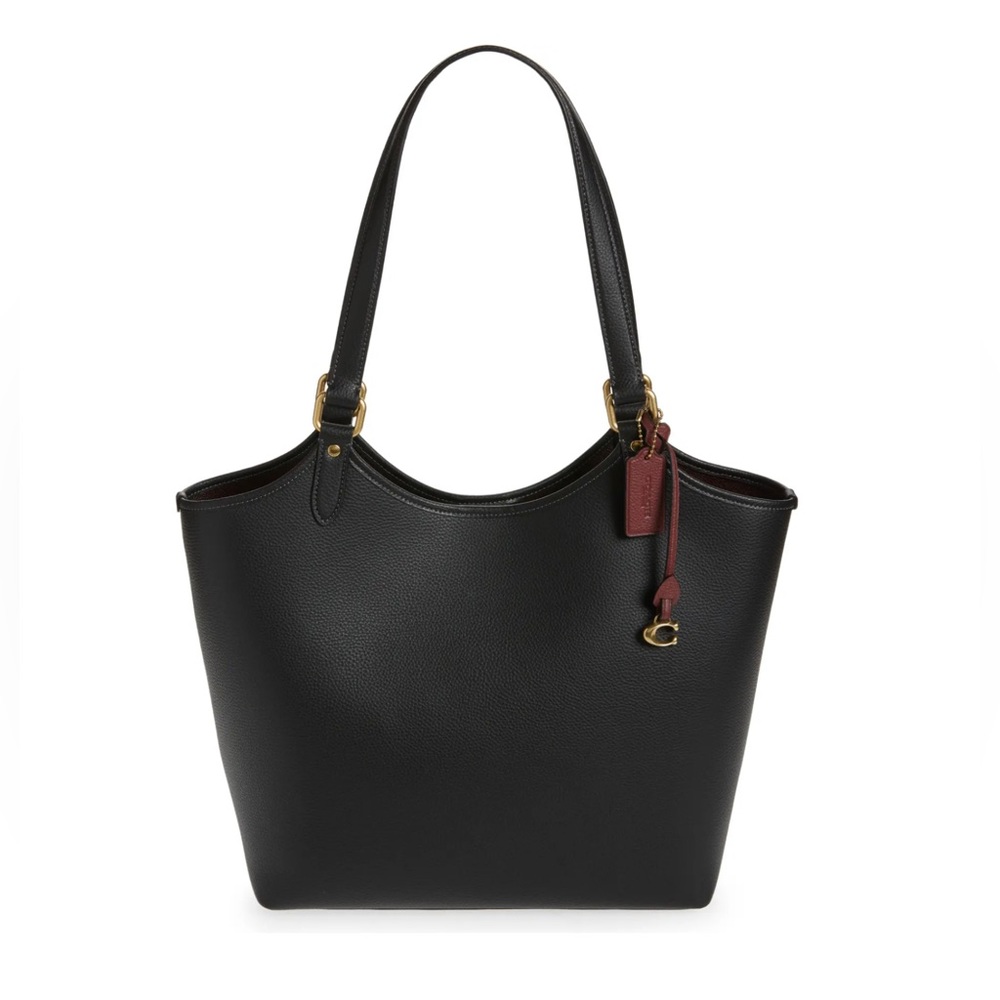 COACH Polished Pebble Leather Day Tote. BLACK, One Size